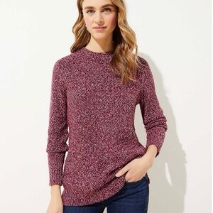 LOFT Women's Burgundy Crew Neck Sweater